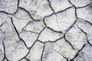 A neglected city road reveals intricate cracks, faded lines, and a worn-out surface, showcasing the decaying infrastructure and weathering effects of urban decay.