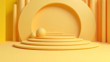 Obraz premium yellow 3d podium abstract background presentation.