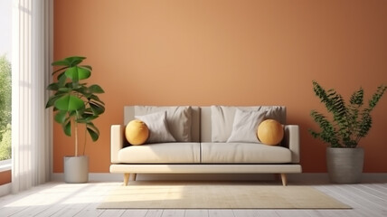 Fototapeta premium minimalistic interior sofa in a bright room.