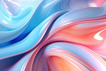 pastel wavy abstract colorful background. Liquid layers mixing 3d mesh illustration.