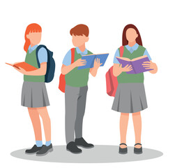 Obraz premium vector illustration of students in different postures