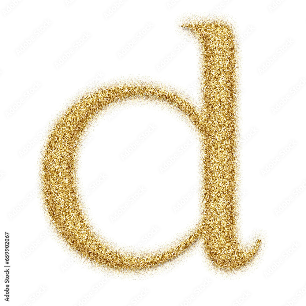 Poster gold glitter alphabet letters from a to z, isolated on transparent background, lowercase. this is a 