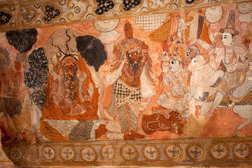 Mural painting. 16th century,  Lepakshi Temple, Anantapur District, Andhra Pradesh, India