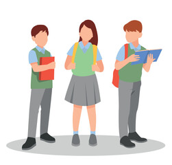 Obraz premium vector illustration of students in different postures