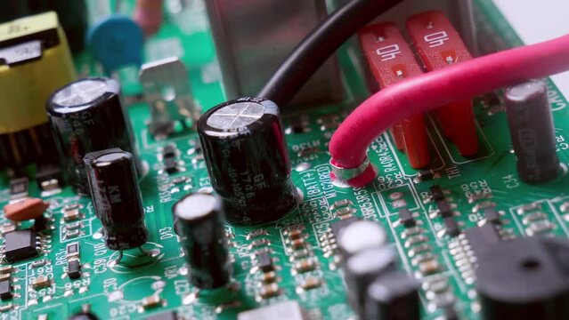 Zooming out slowly of a newly assembled circuit board