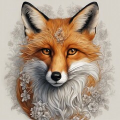 Fototapeta premium extremely beautiful stunning fox, contemporary art, detailed, high resolution