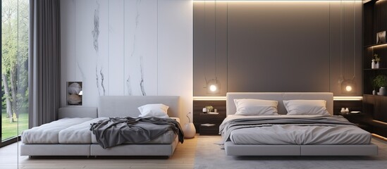 Contemporary bedroom design with professional lighting Comfortable dwelling place