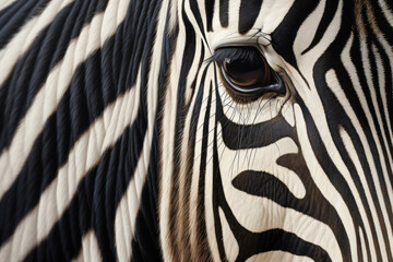 Unique graphic texture of the skin of a wild zebra, a repeated pattern