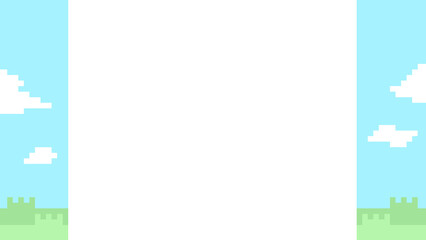 ピクセルアートなBIGドットシンプル青空フレーム★PNG
