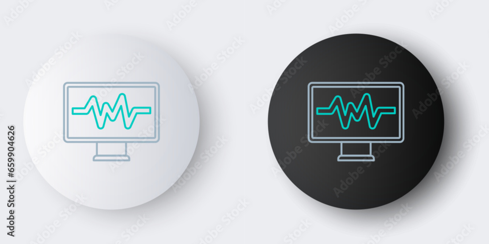Poster line computer monitor with cardiogram icon isolated on grey background. monitoring icon. ecg monitor
