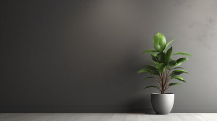 Interior background of room with gray vase against the wall