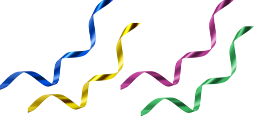 satin pink ribbon, twisted on a table, isolated on a white background