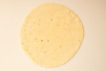 Corn tortillas on white background. Unleavened bread