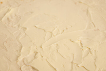 Texture of tasty homemade butter as background, top view