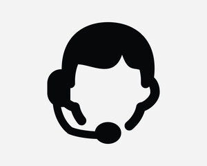 Customer Service Icon Phone Operator Caller Contact Business Call Center Telemarketing Telephone Black White Shape Line Outline Sign Symbol EPS Vector