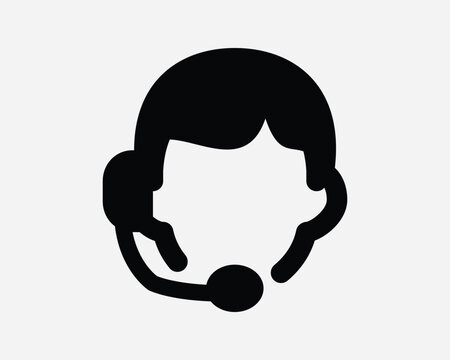 Customer Service Icon Phone Operator Caller Contact Business Call Center Telemarketing Telephone Black White Shape Line Outline Sign Symbol EPS Vector