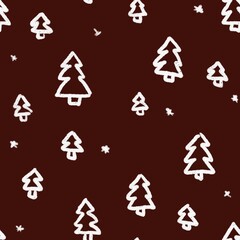 seamless New Year Tree brown and white tile Texture. simple Holiday endless pattern