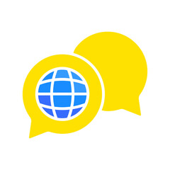 Translator with planets line icon. Communication, language, vocabulary, learning, foreigner, tourism. Vector color icon on a white background for business and advertising.