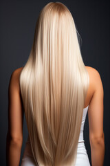 Fototapeta premium Long beautiful silky female hair. Generative AI.