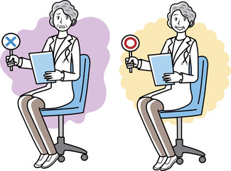 診察する女性医師のイラストセット