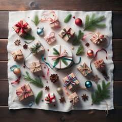 christmas table setting with christmas decorations