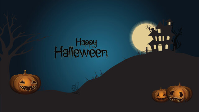 Happy halloween spooky card in paper cut style
