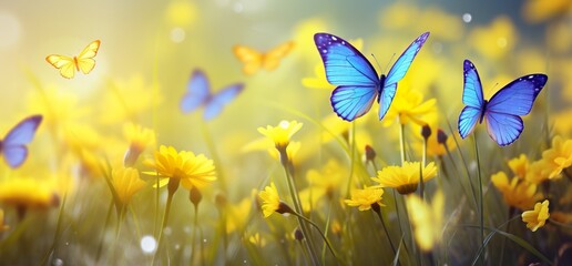 A stunning banner featuring flowers and butterflies in vibrant colors