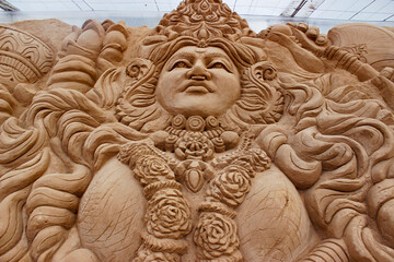Sand art sculpture depicting Goddes Durga, Sand museum, Mysuru,Karnataka, India