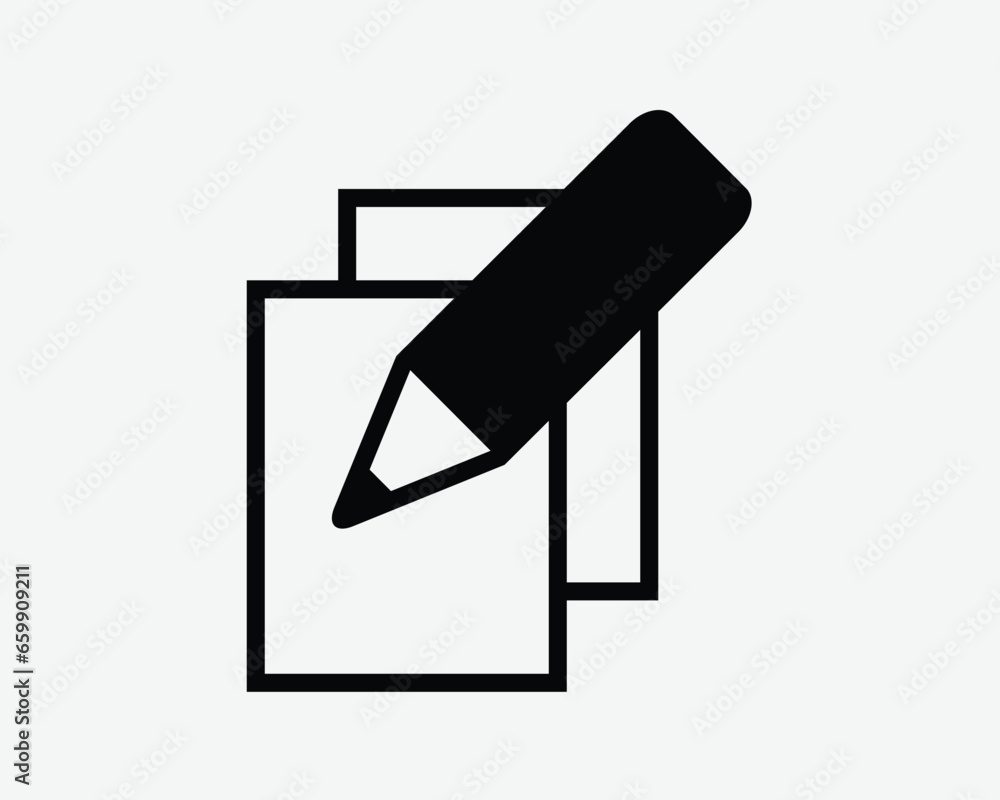 Poster edit document icon pen pencil editing contract copy duplicate note notepad business page paper black