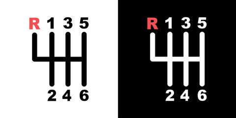 Transmission manual. Gearbox vector icon. Car gear symbol. Transmission car icon.