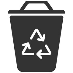Trash can with recycling symbol. Vector icon