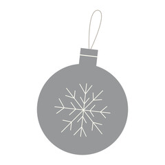 Vector gray Christmas ball with snowflake on white background