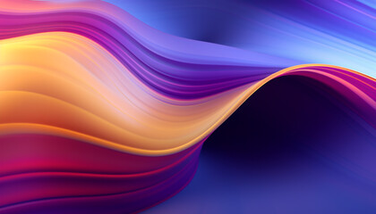 Abstract background 3D shiny plastic waves with purple background