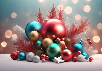 Naklejka na ściany i meble Tinsel and Twinkle, Glittery Decorations, Christmas Tree Magic, Holiday Home Styling