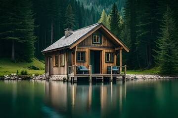 Fototapeta premium cabin on the lake.