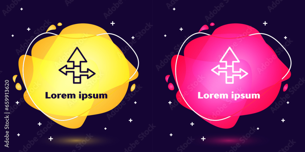 Poster set line arrow icon isolated on blue background. direction arrowhead symbol. navigation pointer sign