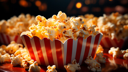 Palomitas en el cine. Popcorn. Palomitas de maíz. - obrazy, fototapety, plakaty
