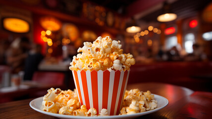 Palomitas en el cine. Popcorn. Palomitas de maíz. - obrazy, fototapety, plakaty