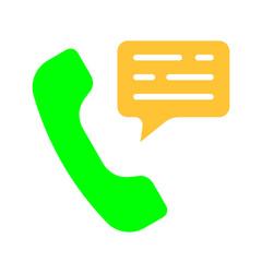 Telephone handset with message line icon. Call, conversation, negotiations, tariff, communication, connection. Vector color icon on a white background for business and advertising.