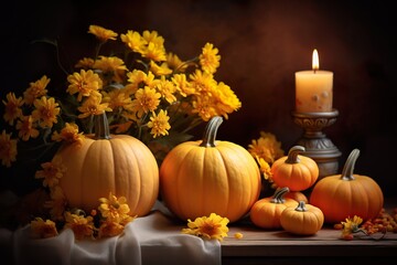 Naklejka na ściany i meble Vibrant Autumn Pumpkins Background