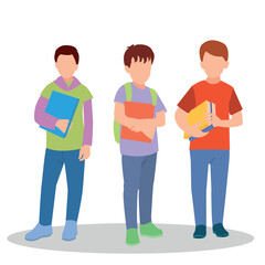 vector illustration of students in different postures