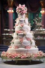Obraz na płótnie Canvas A wedding cake featuring several layers and a complex design