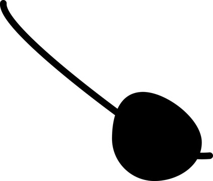 Shape of pirate leather eye patch with drawstring. Health and vision protection. Contour eye protection accessory icon. Simple black and white silhouette vector icon isolated on white background