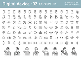 デジタルデバイス02_スマートフォンアイコンセット - obrazy, fototapety, plakaty