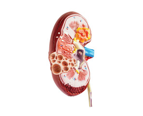 Kidney model isolated on white background with clipping path. Chronic kidney disease, treatment...