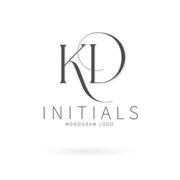 KD Monogram logo, Minimalist Typographic Line Monogram Logo, KD Wedding monogram logo, KD Typography Initial Letter Brand Logo