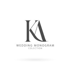 KA Typography Initial Letter Brand Logo, KA brand logo, KA monogram wedding logo, abstract logo design