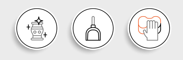 Obraz premium Set line Cleaning service, vase and Dustpan icon. Vector