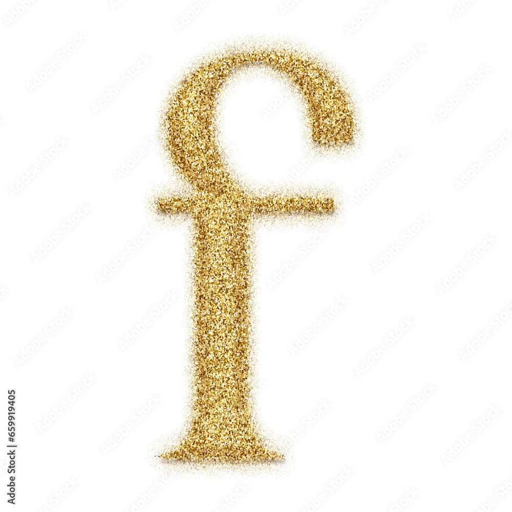 Poster gold glitter alphabet letters from a to z, isolated on transparent background, lowercase. this is a 