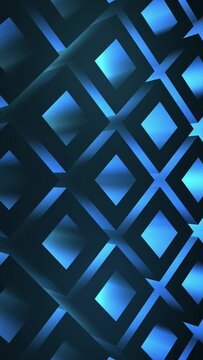 Vertical video - a rotating pattern of blue isometric cubes. Full HD and looping abstract background.